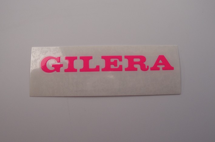 Afbeelding van Transfer Gilera roze woord 9cm p/st.